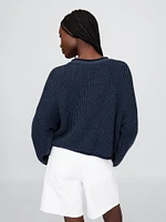 100% Cotton Cropped Oversized Americana Rib Sweater