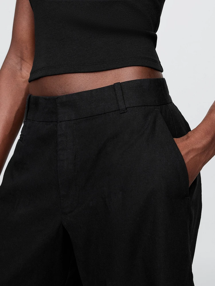 365 Low Rise Linen-Blend Trouser Shorts