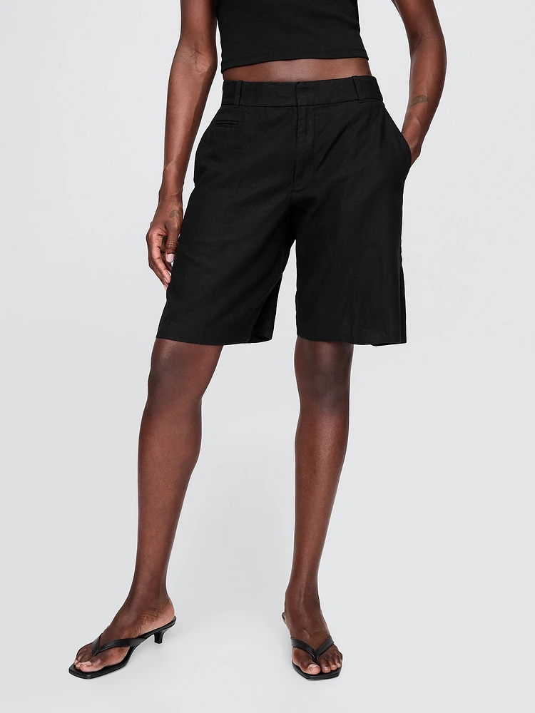 365 Low Rise Linen-Blend Trouser Shorts