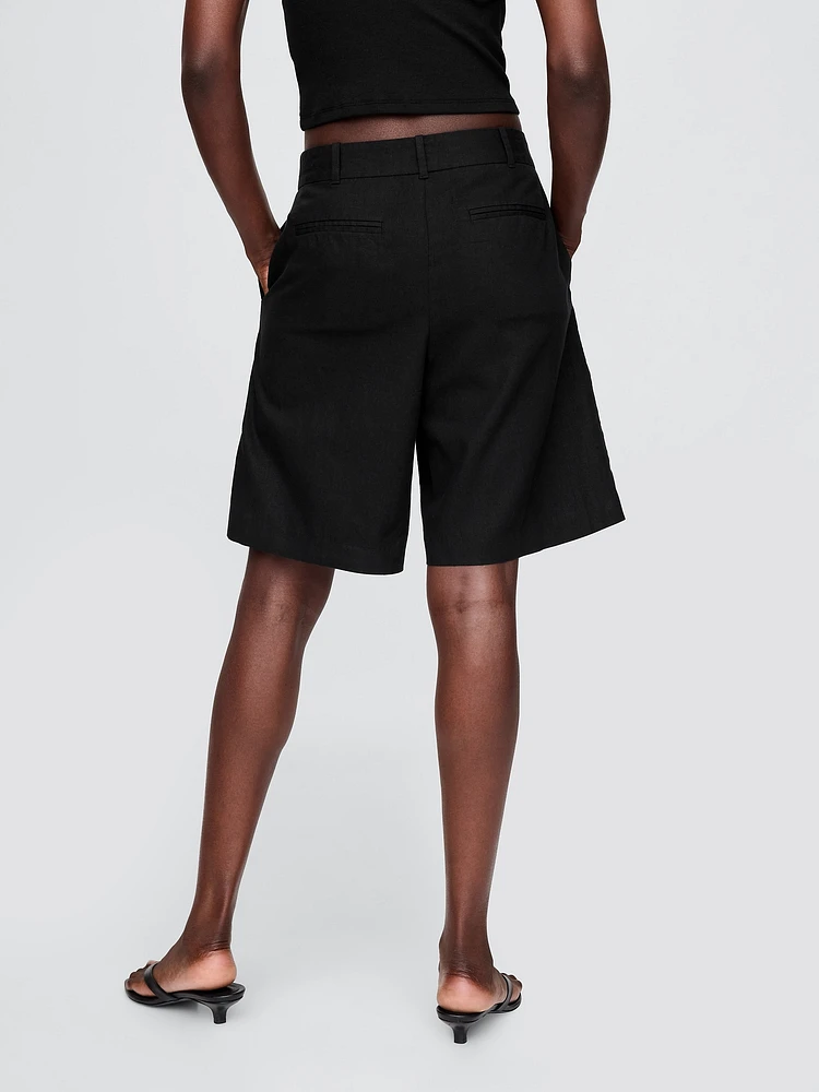 365 Low Rise Linen-Blend Trouser Shorts