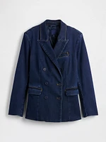 GapStudio Denim Double-Breasted Tailored Blazer