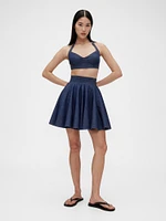 GapStudio Pleated Denim Mini Skirt