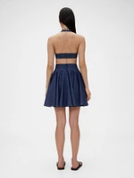 GapStudio Pleated Denim Mini Skirt