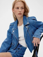 GapStudio Cropped Denim Moto Jacket
