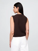 Cropped Cardigan Sweater Vest