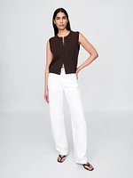 Cropped Cardigan Sweater Vest