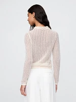Gap × DÔEN Linen-Blend Pointelle Cardigan