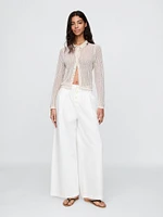 Gap × DÔEN Linen-Blend Pointelle Cardigan