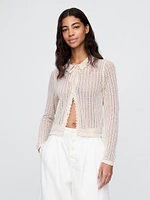 Gap × DÔEN Linen-Blend Pointelle Cardigan