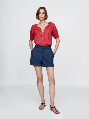 Gap × DÔEN High Rise Pleated Denim Trouser Shorts