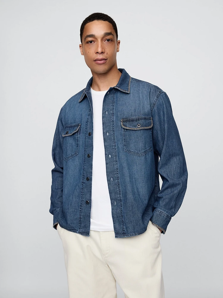 Embroidered Denim Shirt
