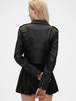 GapStudio Coated Denim Cropped Moto Jacket