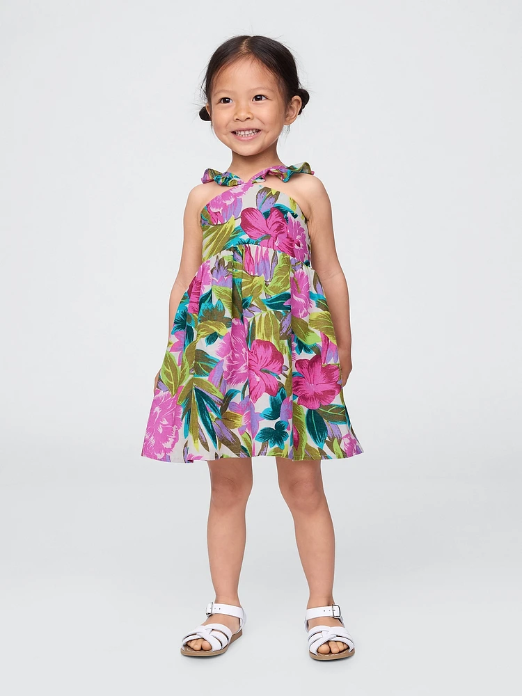 Baby & Toddler Linen-Cotton Flutter V-Neck Dress