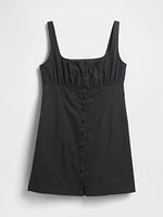 Shirred Button-Front Dress