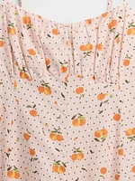 Linen-Blend Shirred Bodice Mini Dress