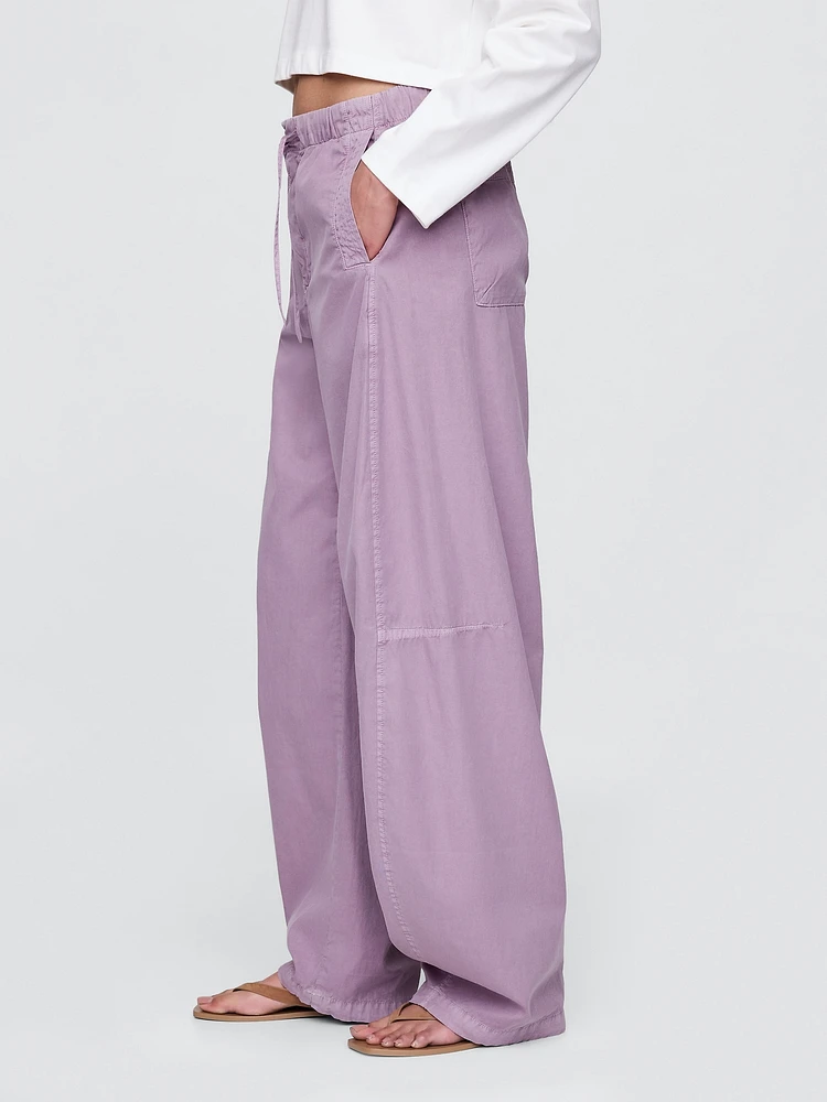 Mid Rise Barrel Parachute Pants