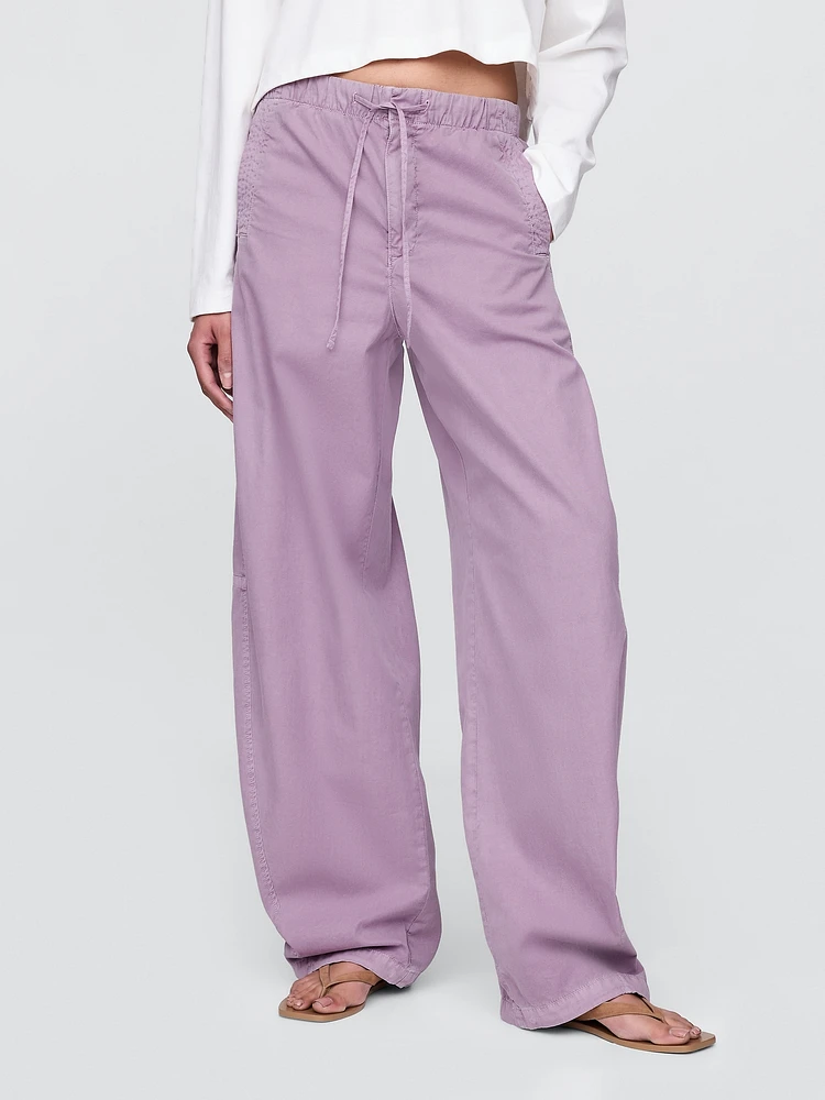 Mid Rise Barrel Parachute Pants