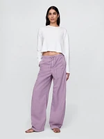 Mid Rise Barrel Parachute Pants