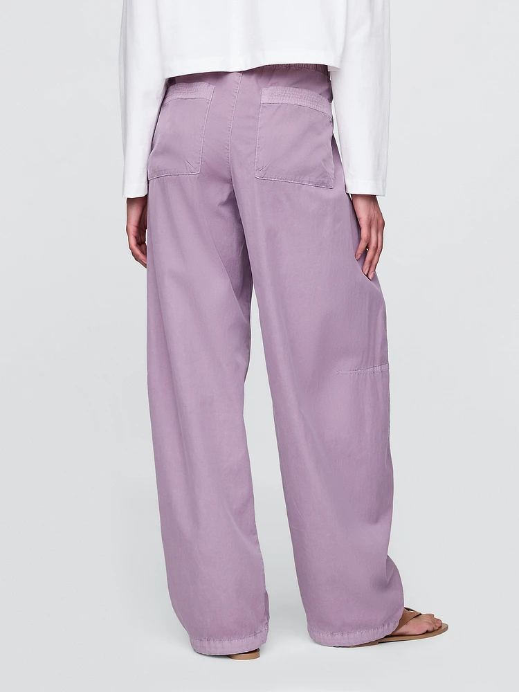 Mid Rise Barrel Parachute Pants