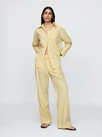 Organic Cotton Poplin Easy Wide-Leg Pants