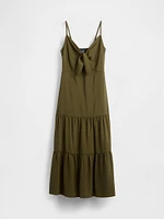 Tie-Front Tiered Maxi Dress