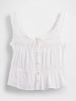 Lace-Trim Peplum Cropped Top