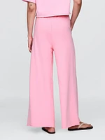 French Terry Wide-Leg Rolled Hem Sweatpants
