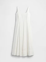 Linen-Blend Square-Neck Maxi Dress