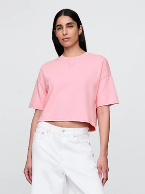 French Terry Cropped Rolled Hem Sweatshirt