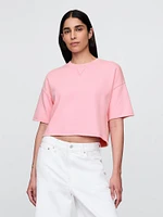 French Terry Cropped Rolled Hem Sweatshirt