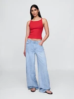 Modern Apron-Neck Cropped Tank Top