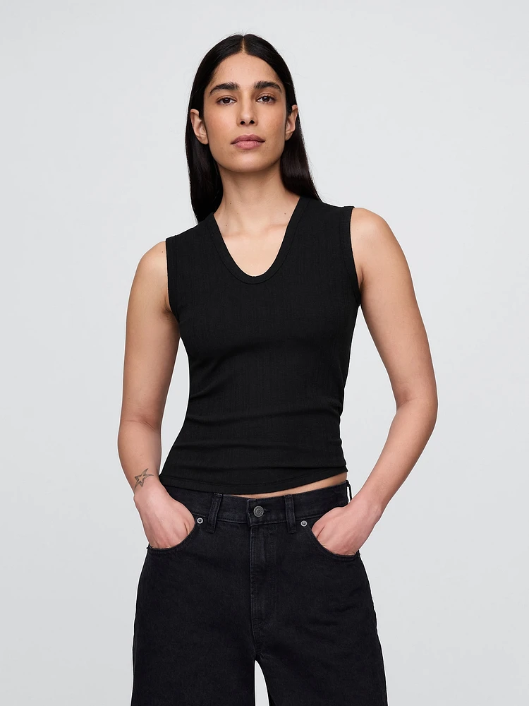Sheer Modern Rib Tank Top