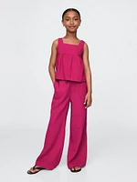 Kids Crinkle Gauze Easy Wide-Leg Pants