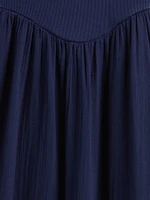 Crinkle Gauze Mixed Media Maxi Dress