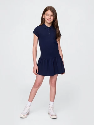 Kids Uniform Drop-Waist Polo Dress