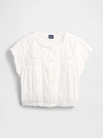 Cropped Ruffle Pintuck Top