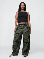 Mid Rise Barrel Parachute Pants
