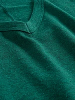 Linen-Blend Cropped V-Neck T-Shirt