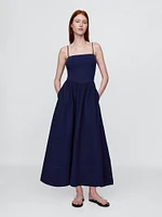 Crinkle Gauze Mixed Media Maxi Dress