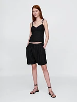 Linen-Blend Tie-Strap Cami