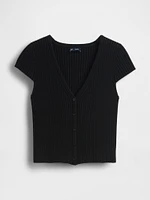 Cropped Rib Cardigan