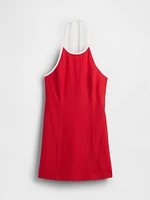 Linen-Blend Halter Mini Dress
