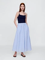 Compact Jersey Mixed Media Maxi Dress