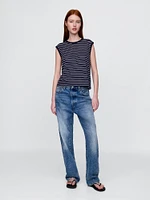 Linen-Blend Crewneck Shell Tank Top