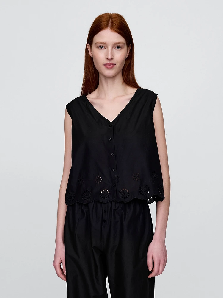 Eyelet Hem PJ Top