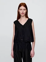 Eyelet Hem PJ Top