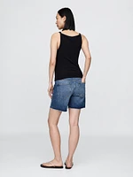 7" Maternity Full Panel Denim Bermuda Shorts