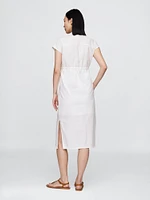 Maternity Linen-Blend Midi Shirtdress