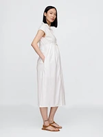 Maternity Linen-Blend Midi Shirtdress