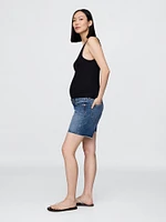 7" Maternity Full Panel Denim Bermuda Shorts
